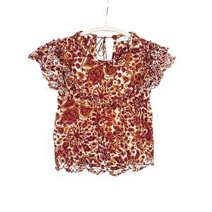 Revolve x House of Harlow 1960 Floral Boho Ruffle Lace Blouse Cottagecore Top S
